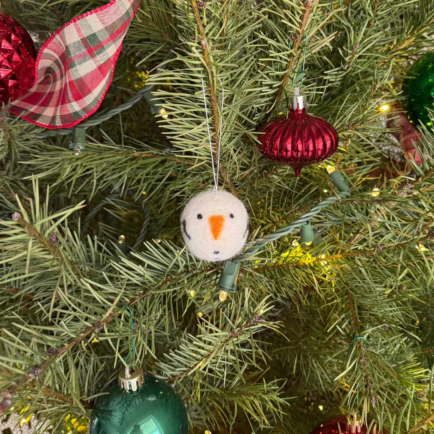 Snowman Ball - Felted Ornament