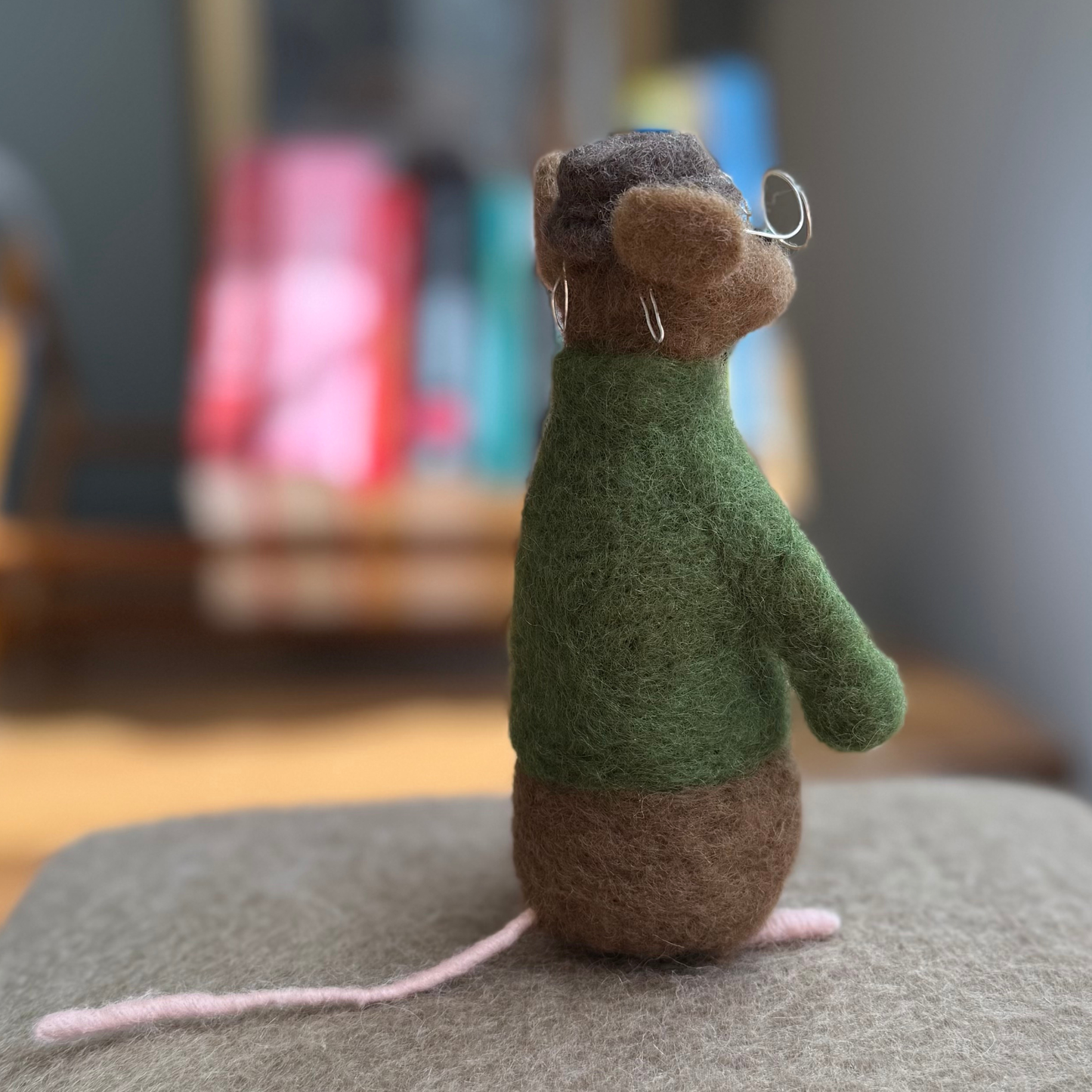 Briefcase Mouse - Needle Felted Wool Mouse
