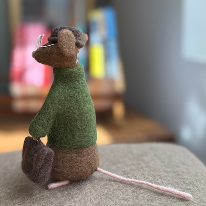 Briefcase Mouse - Needle Felted Wool Mouse