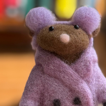 Coat Weather Mouse - Needle Felted Wool Mouse