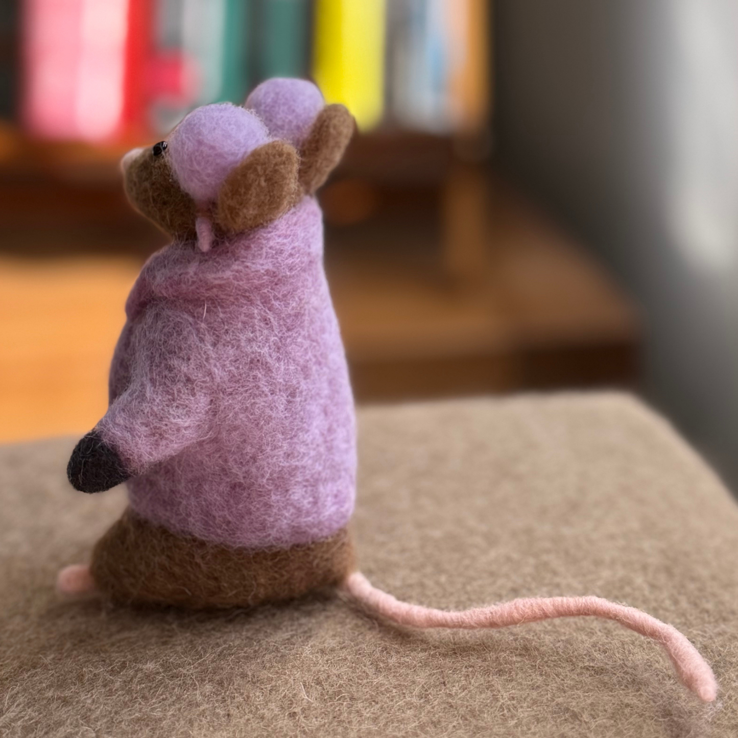 Coat Weather Mouse - Needle Felted Wool Mouse
