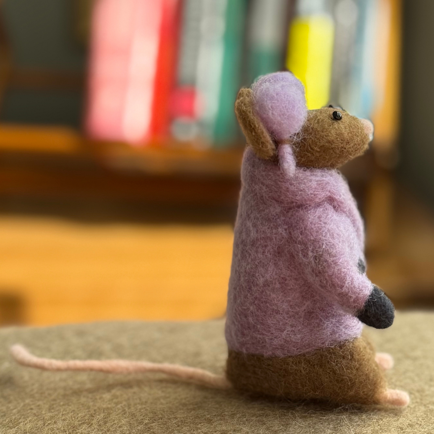 Coat Weather Mouse - Needle Felted Wool Mouse