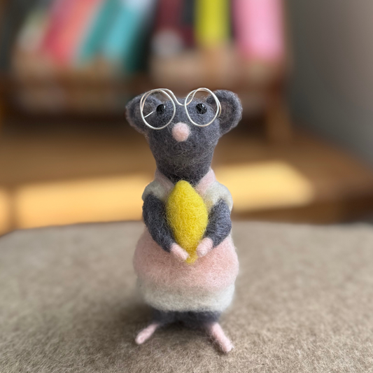 Lemon Drop Mouse - Needle Felted Wool Mouse