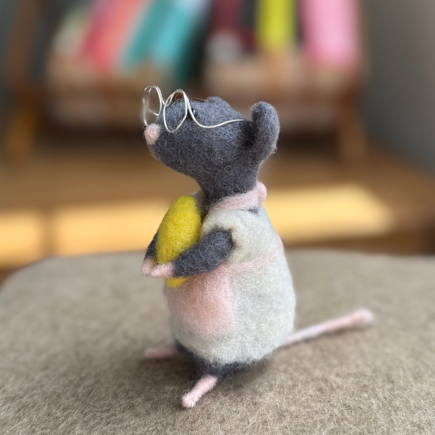 Lemon Drop Mouse - Needle Felted Wool Mouse