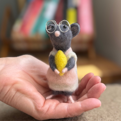 Lemon Drop Mouse - Needle Felted Wool Mouse