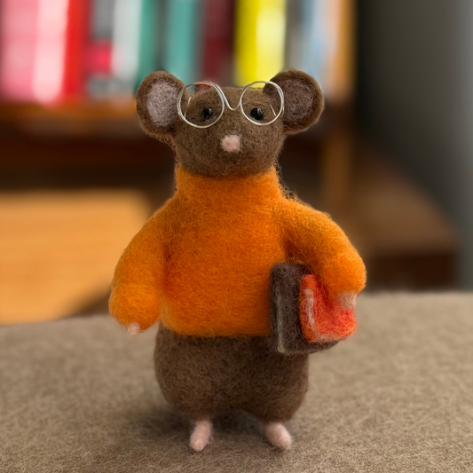 Thoughtful Mouse - Needle Felted Wool Mouse