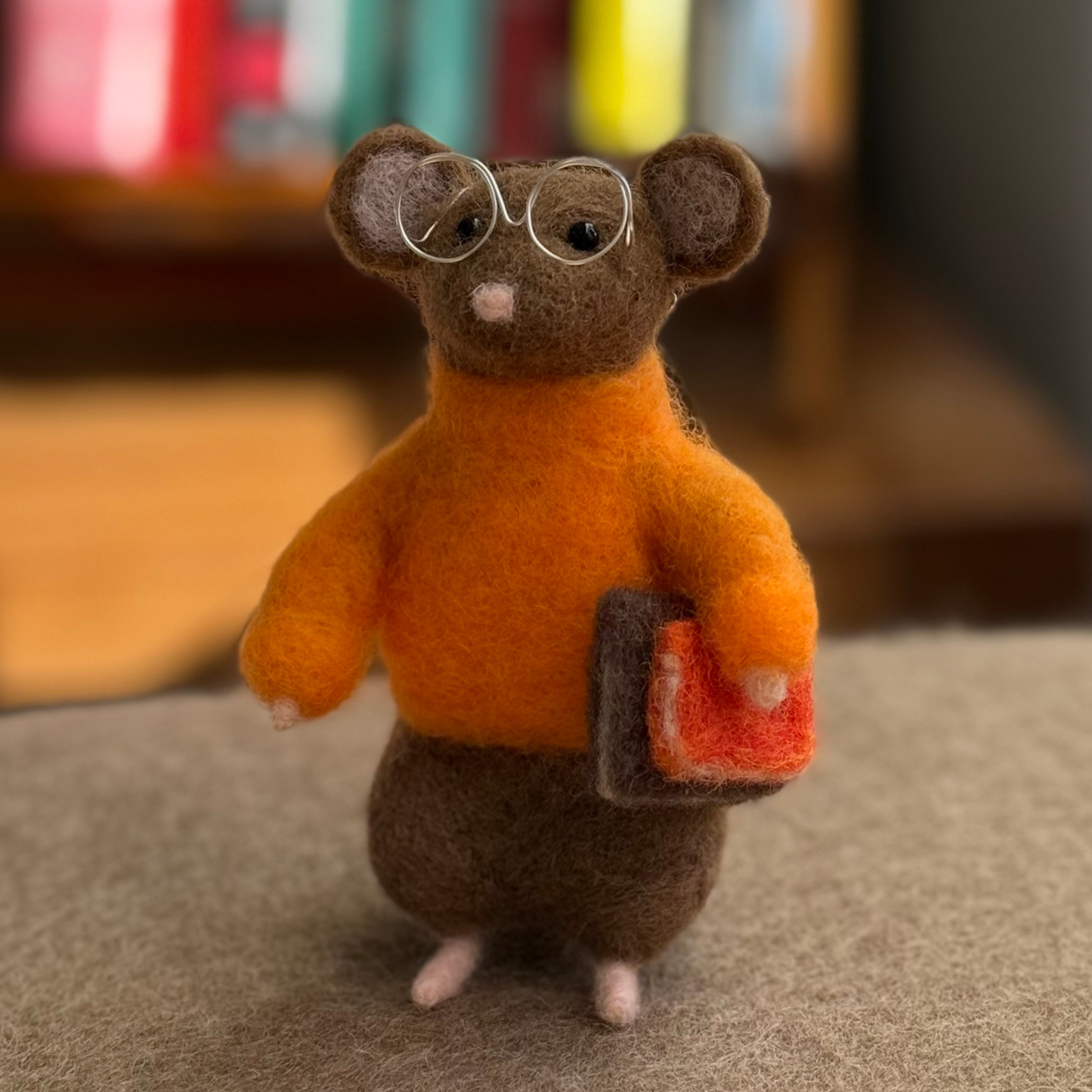 Thoughtful Mouse - Needle Felted Wool Mouse