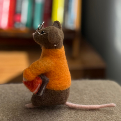 Thoughtful Mouse - Needle Felted Wool Mouse
