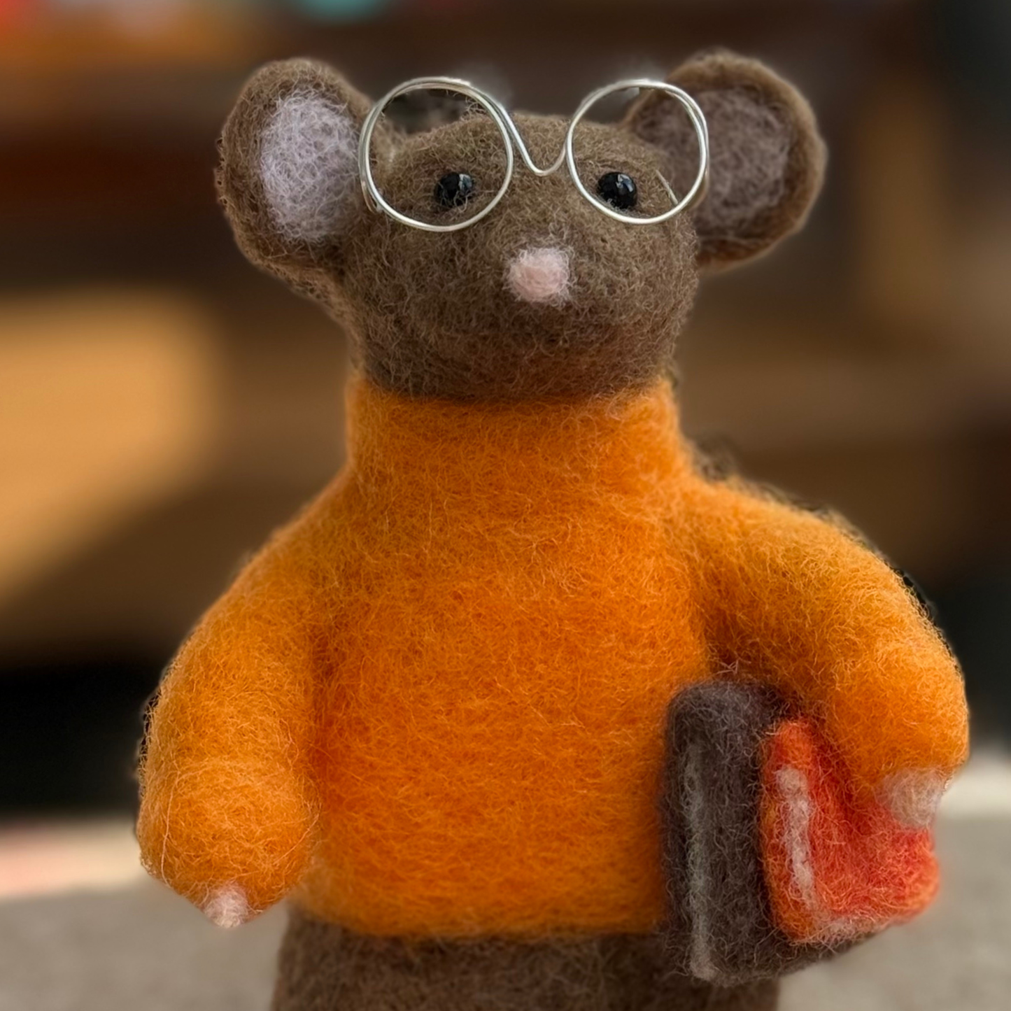 Thoughtful Mouse - Needle Felted Wool Mouse