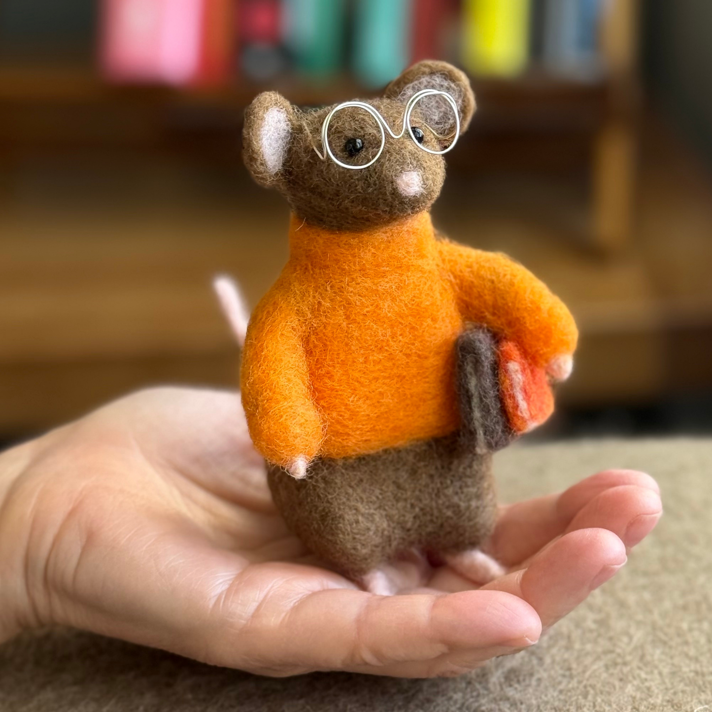 Thoughtful Mouse - Needle Felted Wool Mouse