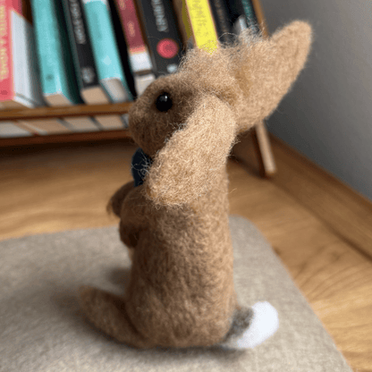 Tufted Blue Heart Rabbit (7.5") - Needle Felted Wool Rabbit
