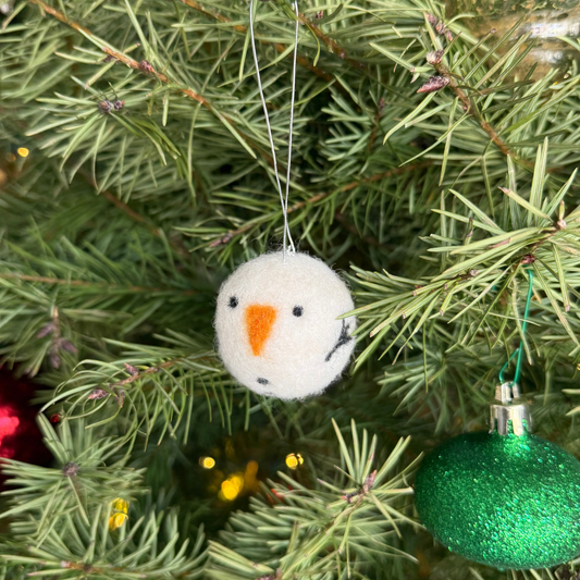 Snowman Ball - Felted Ornament